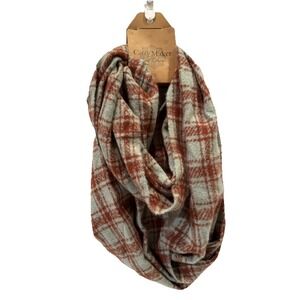 Cozy Maker Scarf Collection Continuous Wrap Soft Acrylic NEW w Tags Green Plaid